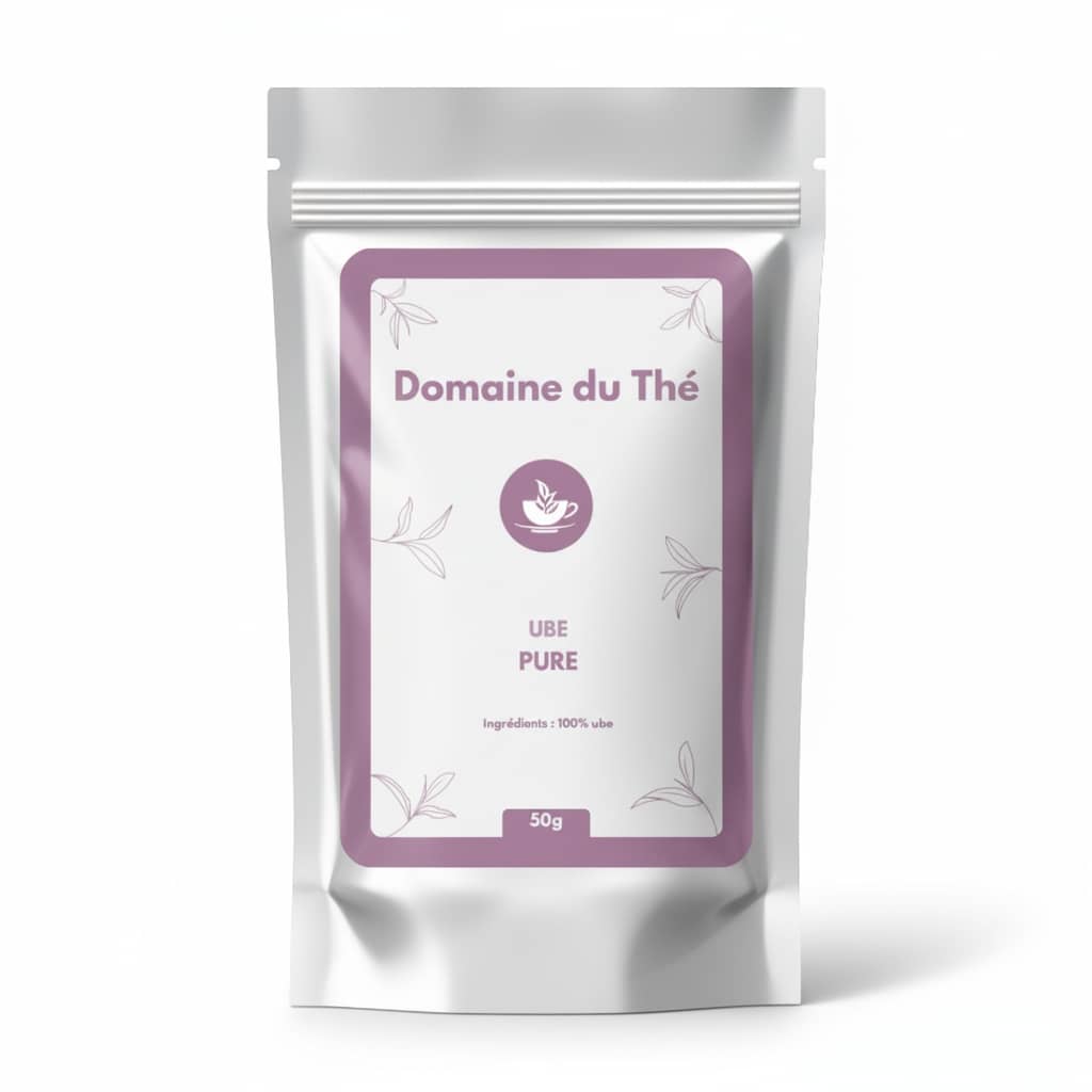 Kit Latte à L'ube Violet - Poudre Pure + Bol Céramique + Fouet Bambou, Pour Boissons Maison Gourmandes