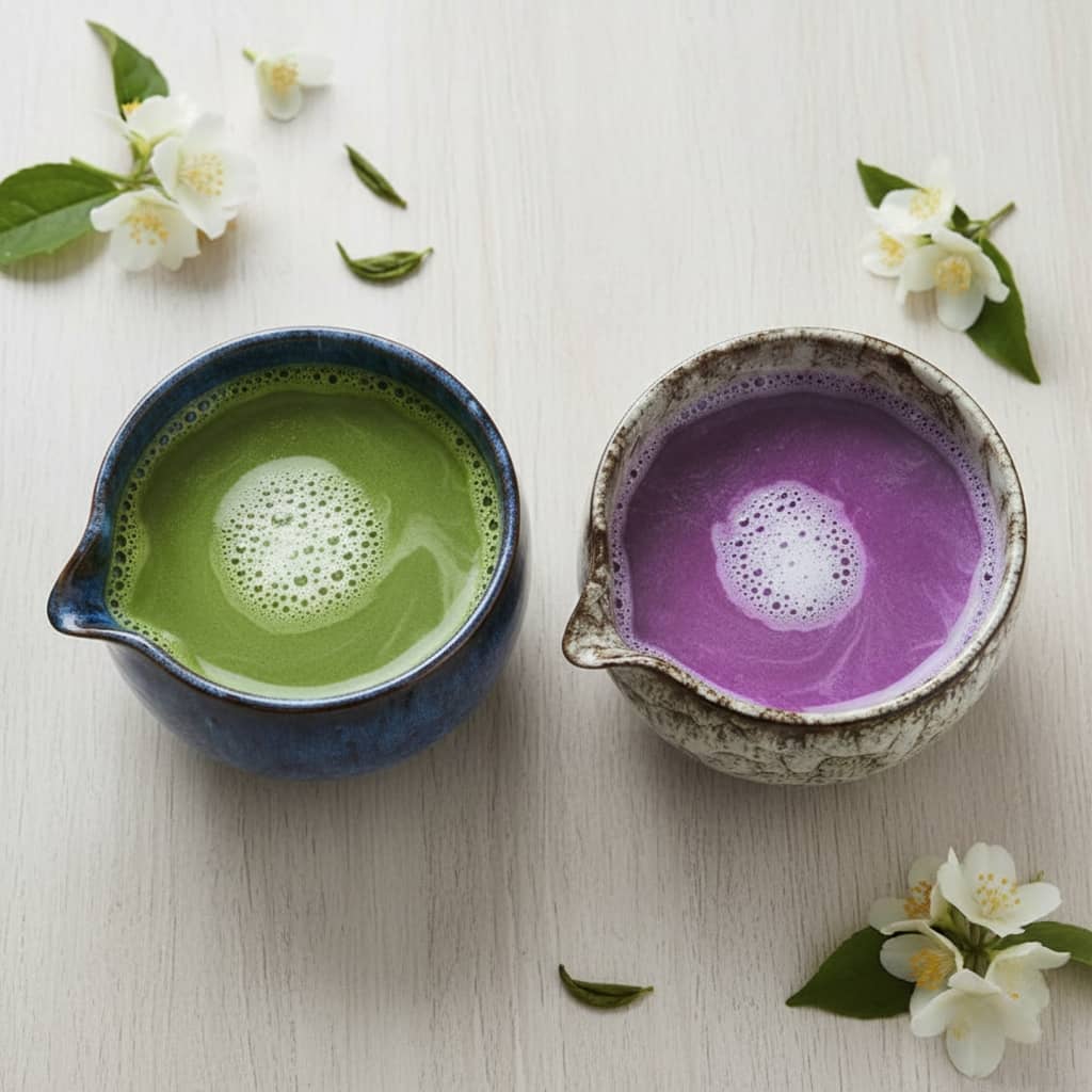 Chawan double usage matcha & ubé – bol artisanal japonais - Domaine du Thé