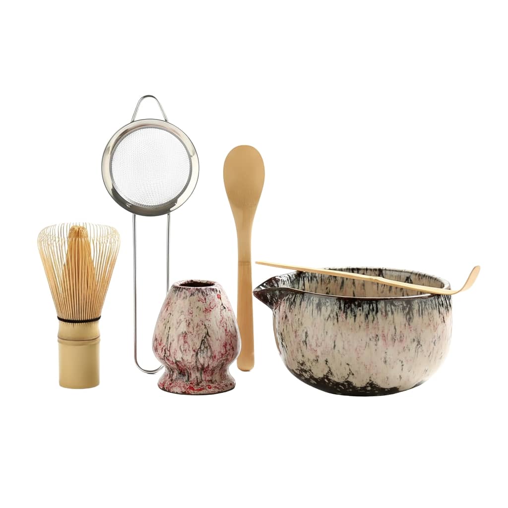 Kit matcha couleur rose – ensemble cérémonie du thé avec chawan et chasen - Domaine du Thé