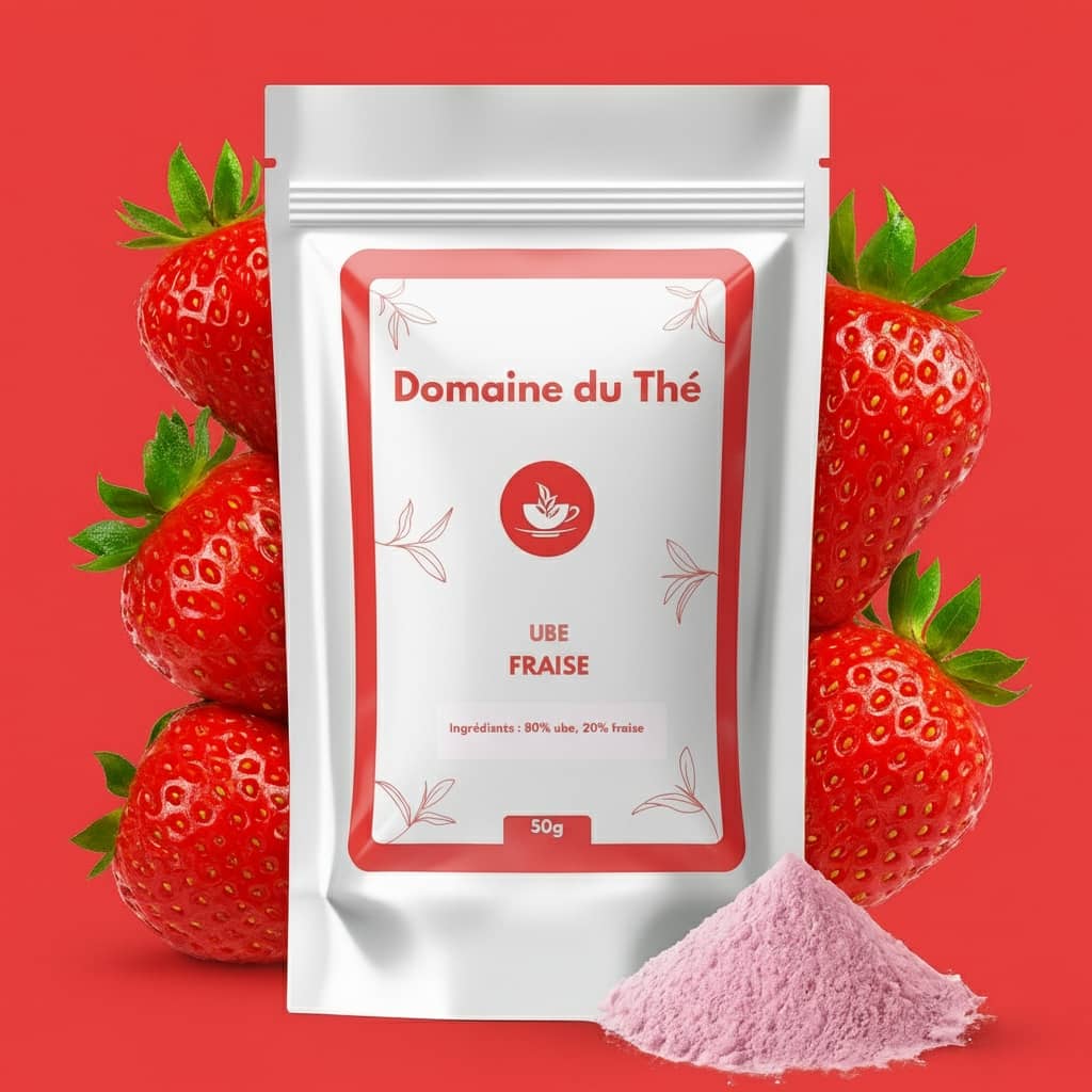 Poudre d'ube à la fraise 50 g, ingrédient naturel pour lattes et desserts roses
