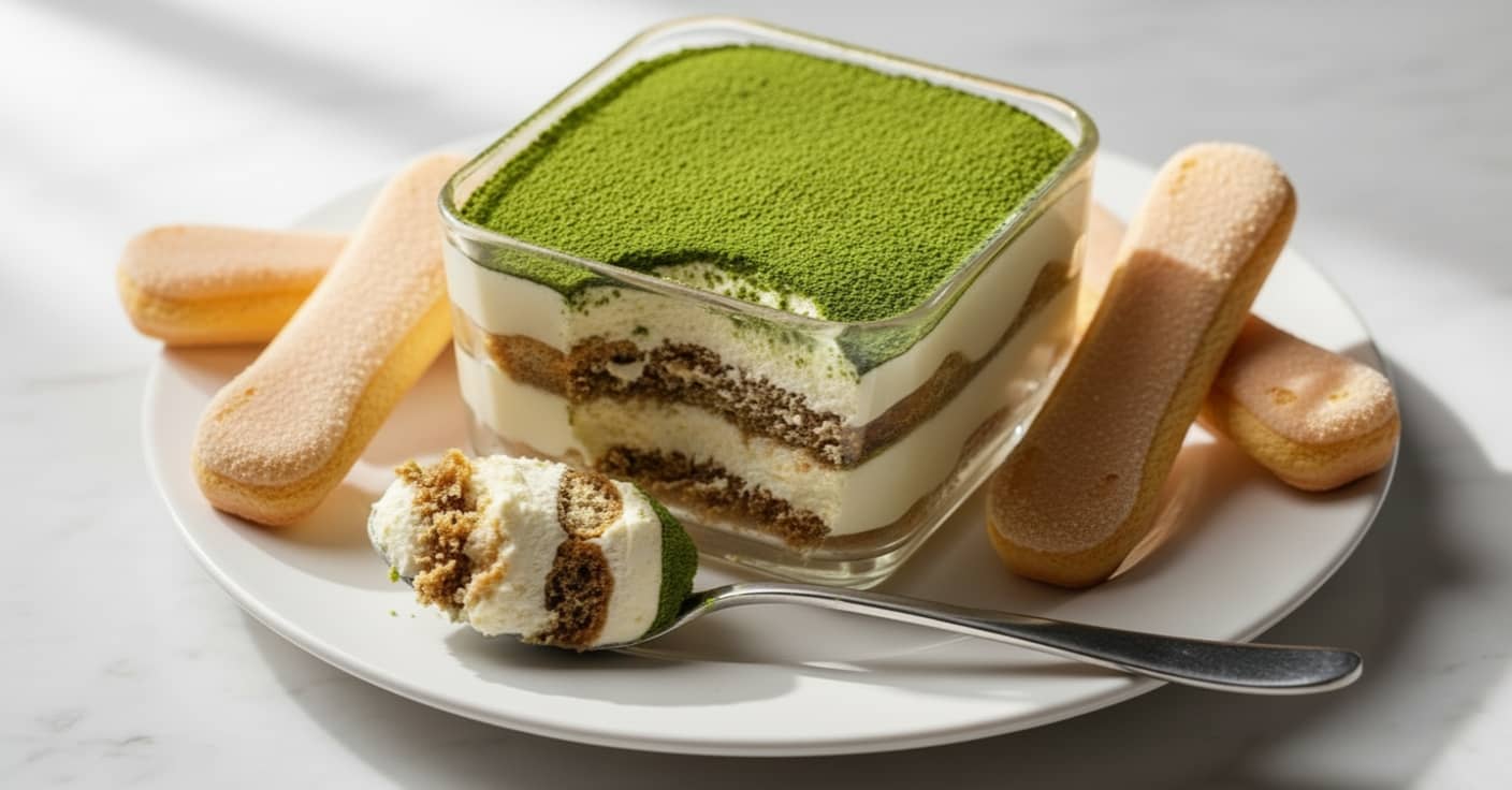 Tiramisu au matcha, dessert vert élégant - Domaine du Thé