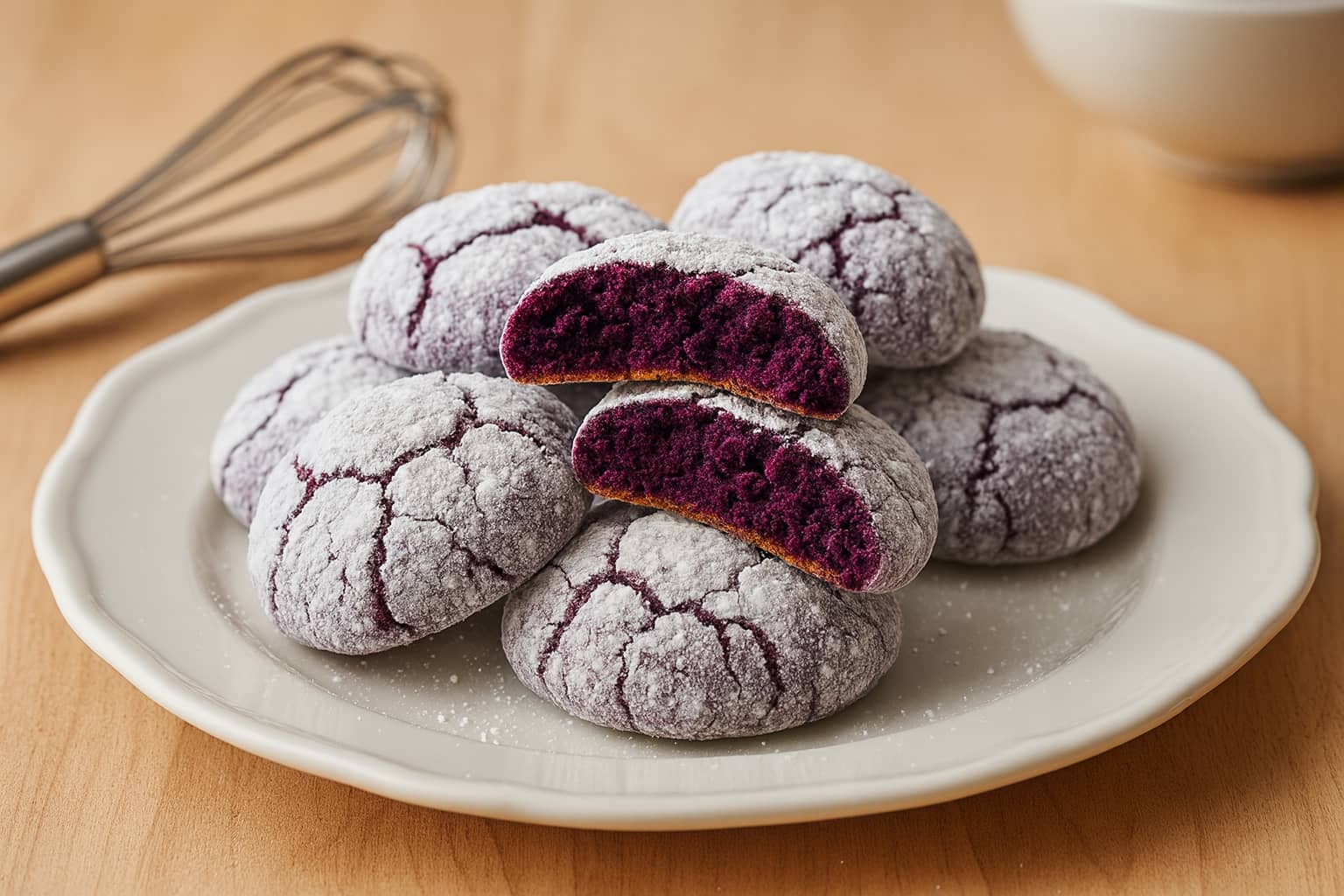 Ube crinkles, biscuits moelleux violets à l'ube - Domaine du Thé