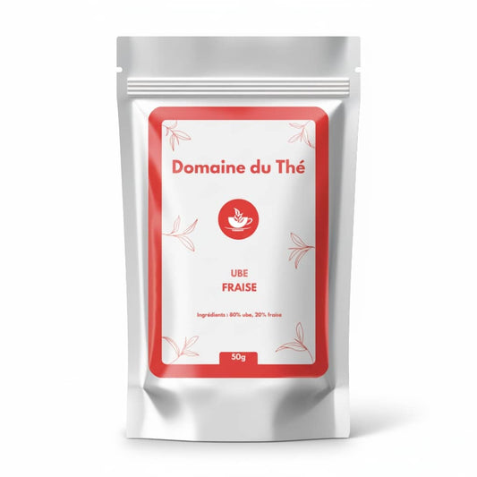 Poudre d'ube à la fraise, mélange fruité pour latte rose et pâtisseries - Domaine du Thé