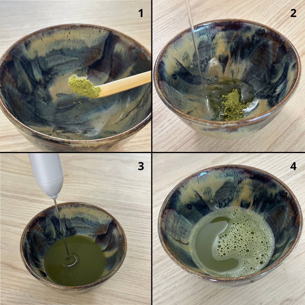 Utilisation d’un mousseur à lait pour préparer un matcha latte maison onctueux - Domaine du Thé
